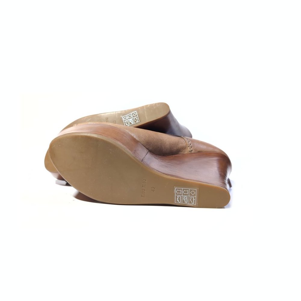 Miu Miu Prada 42 Tan Platform Wedge Peeptoe Booti… - image 8
